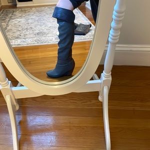 Gray heeled leather boots, brand Aketohn, bought originally at Barney’s
